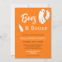 Boos e Booze Adultos Halloween Convite Laranja