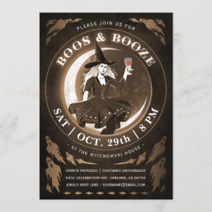 Boos e Booze Convites de Halloween