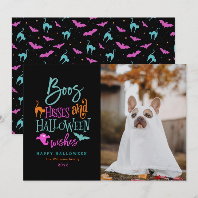 Boos Hisses e Cartões com fotos de Halloween (Frente/Verso)