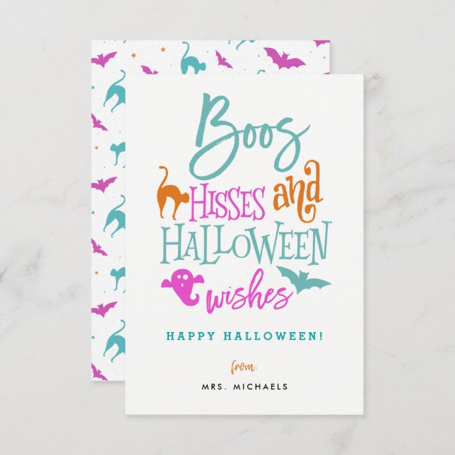 Boos Hisses e Cartões de Halloween (Frente/Verso)