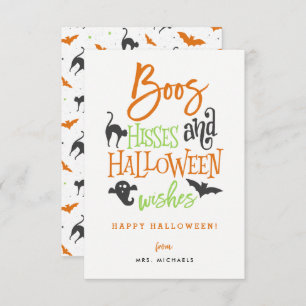 Boos Hisses e Cartões de Halloween