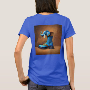 Boot de Elefante Steampunk mulheres camiseta azul