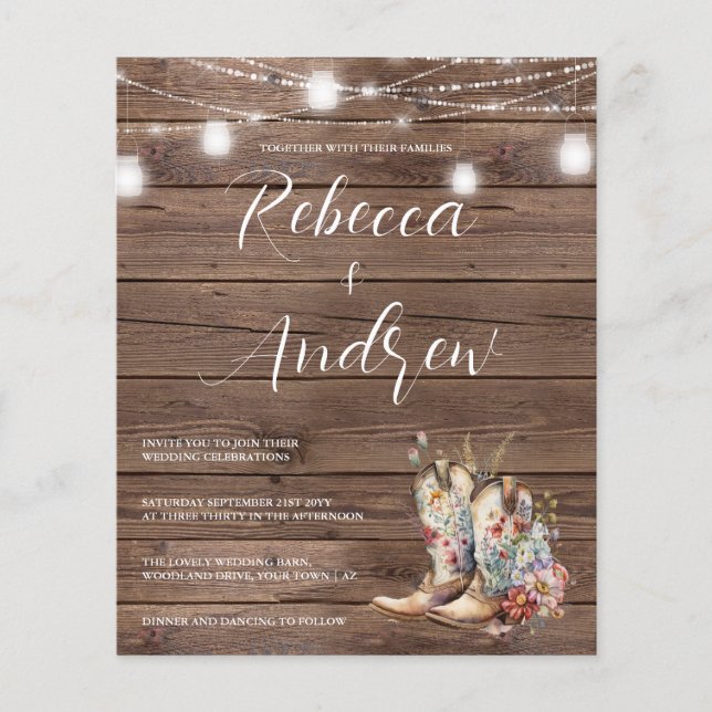 Boot Orçamento Cowboy Cowboy Floral Lights Casamen (Frente)