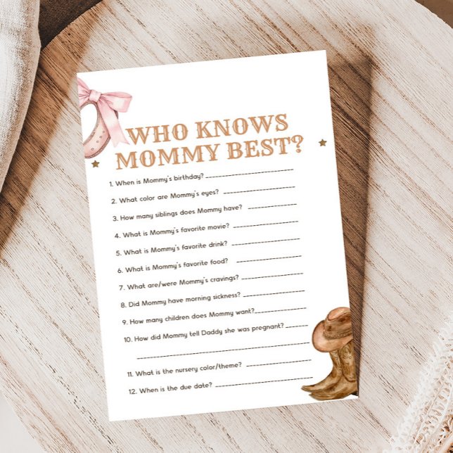 Boots and Bows Gender Reveal Who knows Game (Western Boots and Bows Game)