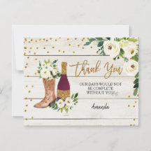Boots and Bubble Rustic Cartões de agradecimentos