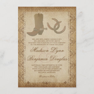 Boots Spurs Fúria Convites de casamento Ocidentai