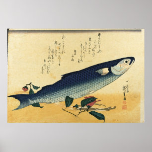 Bora (Cinza) Hiroshige's Japan Fish Impressão