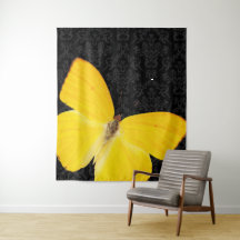 Borboleta Amarela Elegante Tapeçaria de Damasco Pr