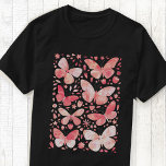 Borboleta Aquarela Blush T-Shirt Rosa Rosa<br><div class="desc">Pintura de borboletas cor de coral rosa e branca. Arte original de Nic Squirrell.</div>