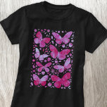 Borboleta Aquarela Magenta Rosa T-Shirt<br><div class="desc">Pintura de borboletas cor-de-água magenta e branca. Arte original de Nic Squirrell.</div>