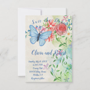 Borboleta aquosa e placa plana de rosa vermelha