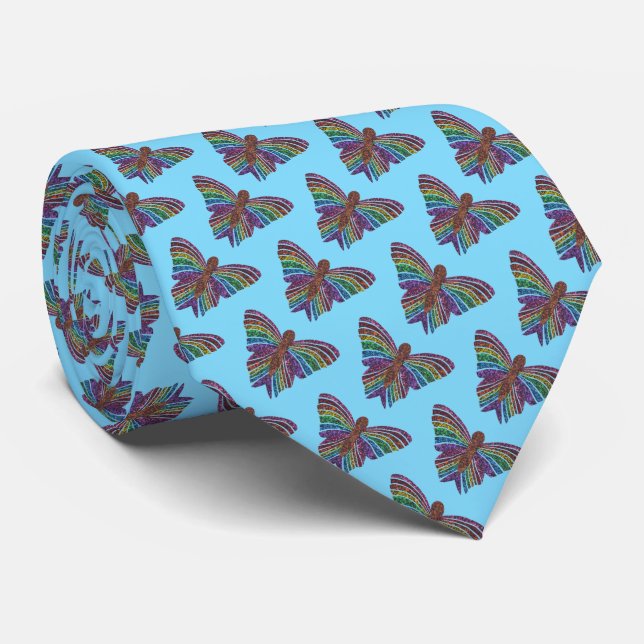 Borboleta Arco-íris (azul claro) - Gravata (Rolled)