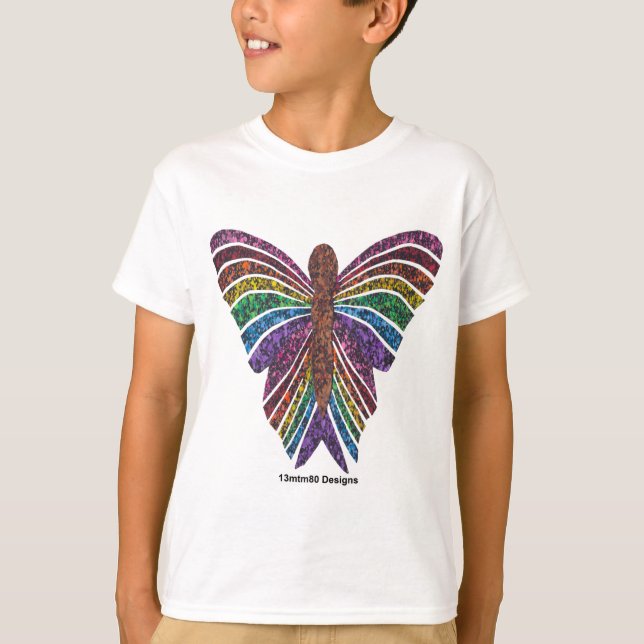 Borboleta Arco-íris (branca) - Camiseta Masculina (Frente)