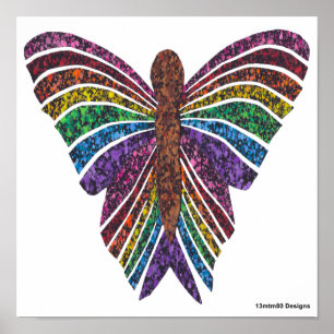Borboleta Arco-íris (branca) - Impressão de Poster