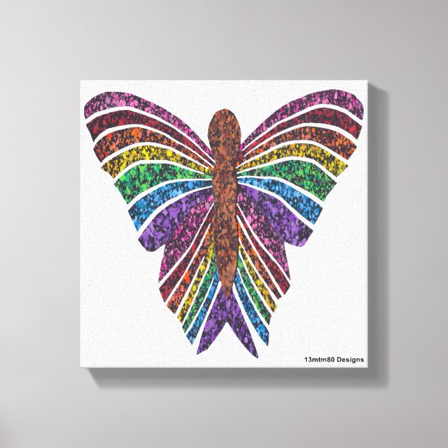 Borboleta Arco-íris (branca) - Impressão em Tela (Frente)