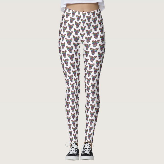 Borboleta Arco-íris (branca) - Leggings (Frente)