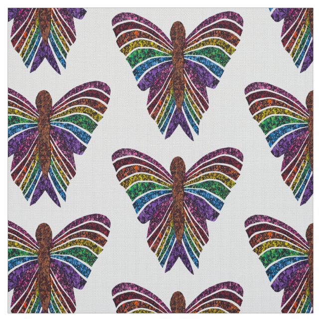 Borboleta Arco-íris (branca) - Tecido de Trama de  (Modelo)