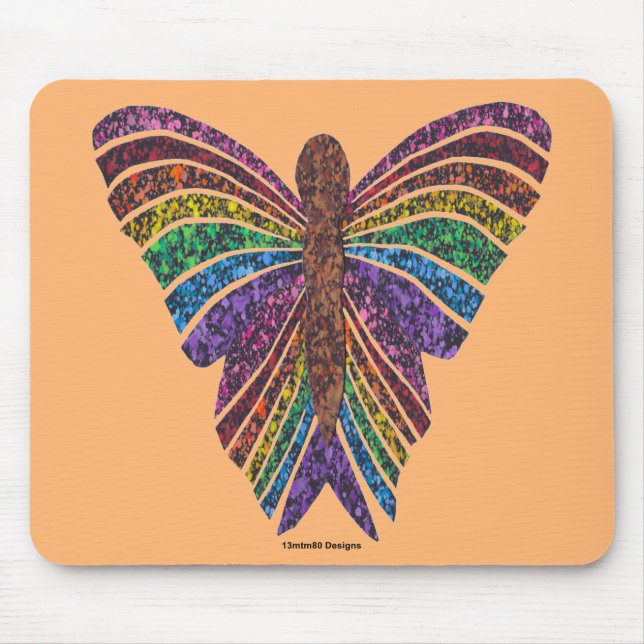 Borboleta Arco-íris (laranja) - Mouse Pad (Frente)
