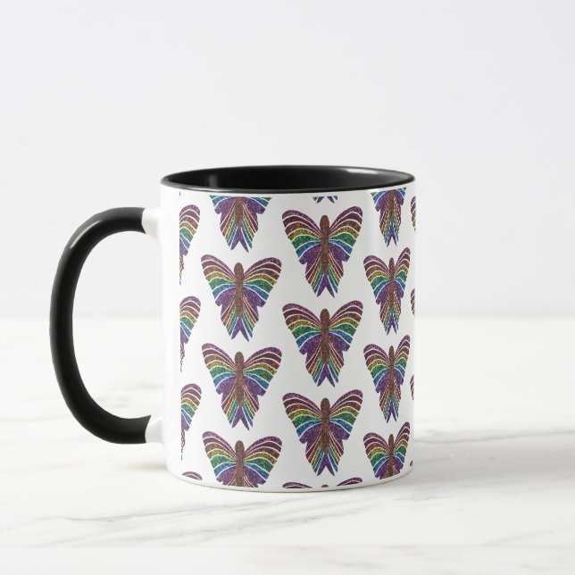 Borboleta Arco-íris (padrão) - Caneca Combo (Esquerda)