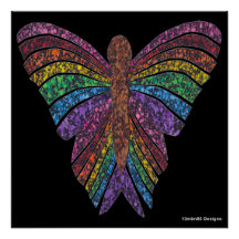 Borboleta Arco-íris (preta) - Impressão de Poster