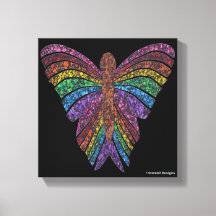 Borboleta Arco-íris (preta) - Impressão em Tela