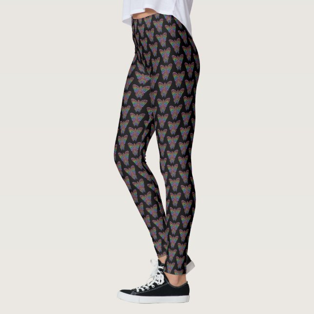 Borboleta Arco-íris (preta) - Leggings (Esquerda)