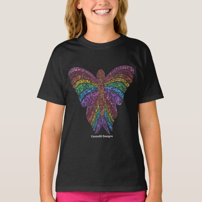 Borboleta Arco-íris (vívida) - Camiseta Básica Fem (Frente)