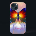 Borboleta Artística e Nome Personalizado<br><div class="desc">Este caso tem um design de borboleta decorativa com efeito de aquarela artística. O nome no caso é um objeto modelo e pode ser facilmente alterado para o desejado. Se você não gosta de qualquer texto, apenas exclua-o.</div>