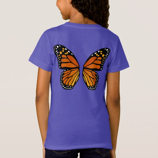 Borboleta Asas Raparigas T-shirts Camisetas de bor (Verso)