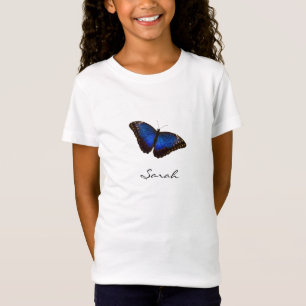 Borboleta Azul com Nome Moniker de Script T-Shirt
