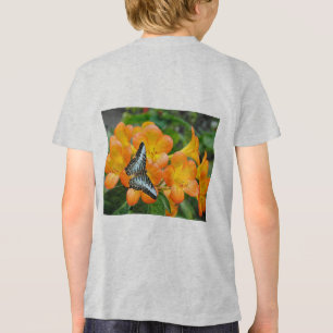 Borboleta azul com T-Shirt Rhododendron tropical