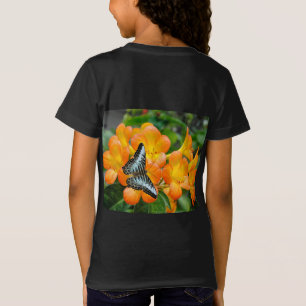 Borboleta azul com T-Shirt Rhododendron tropical