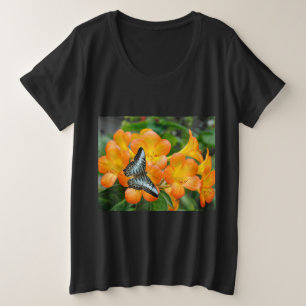Borboleta azul com T-Shirt Rhododendron tropical