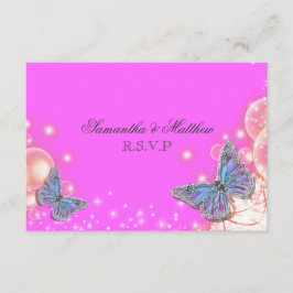 Borboleta azul roxa rosa casamento rsvp