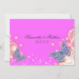 Borboleta azul roxa rosa casamento rsvp