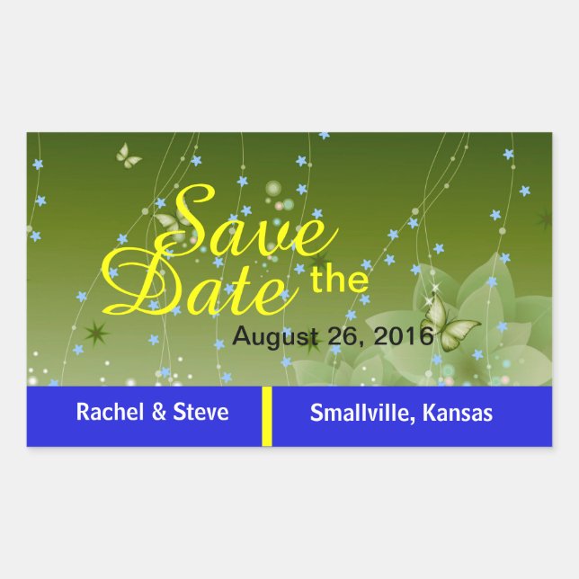 Borboleta bonito Salve os adesivos verdes de data (Frente)