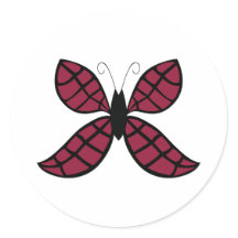 Borboleta Carmim Estilizada Adesivo Redondo Clássi