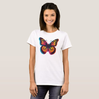 Borboleta Colorida da Pop Art – Camiseta Retro