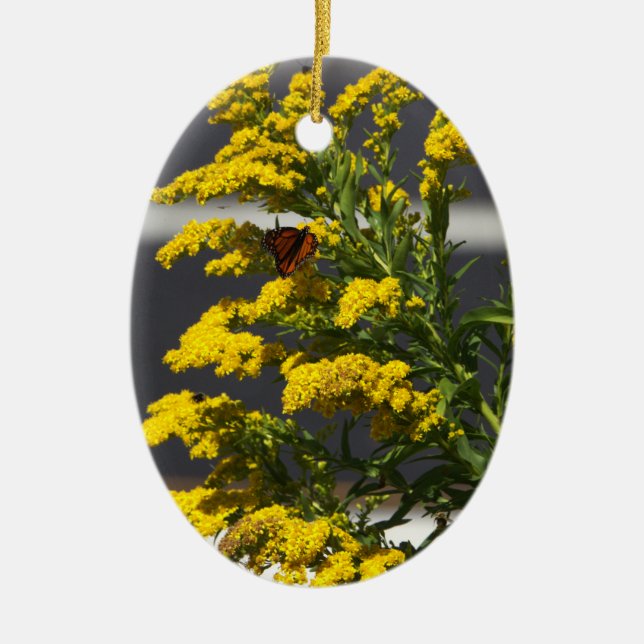 Borboleta com Ornamento Amarelo de Flores Selvagen (Frente)