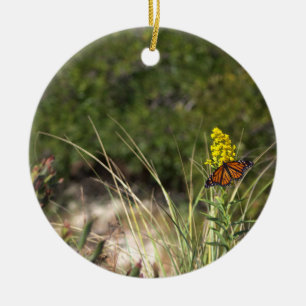 Borboleta com Ornamento Amarelo de Flores Selvagen