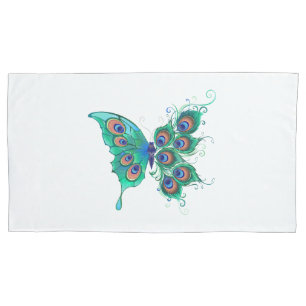 Borboleta com Penas de Pavão Verde