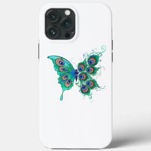 Borboleta com Penas de Pavão Verde