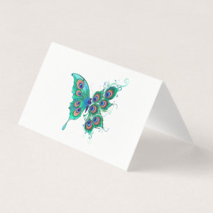Borboleta com Penas de Pavão Verde