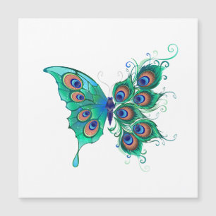 Borboleta com Penas de Pavão Verde