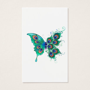 Borboleta com Penas de Pavão Verde