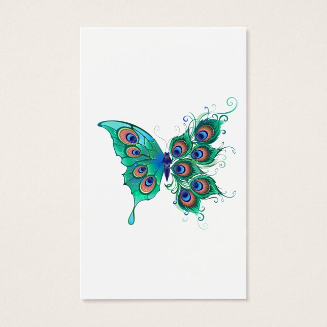 Borboleta com Penas de Pavão Verde (Frente)