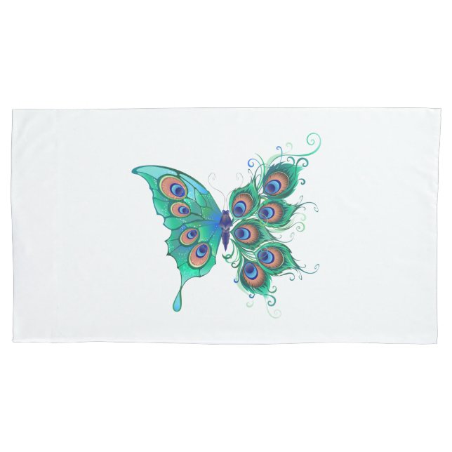 Borboleta com Penas de Pavão Verde (Frente-Esquerda)