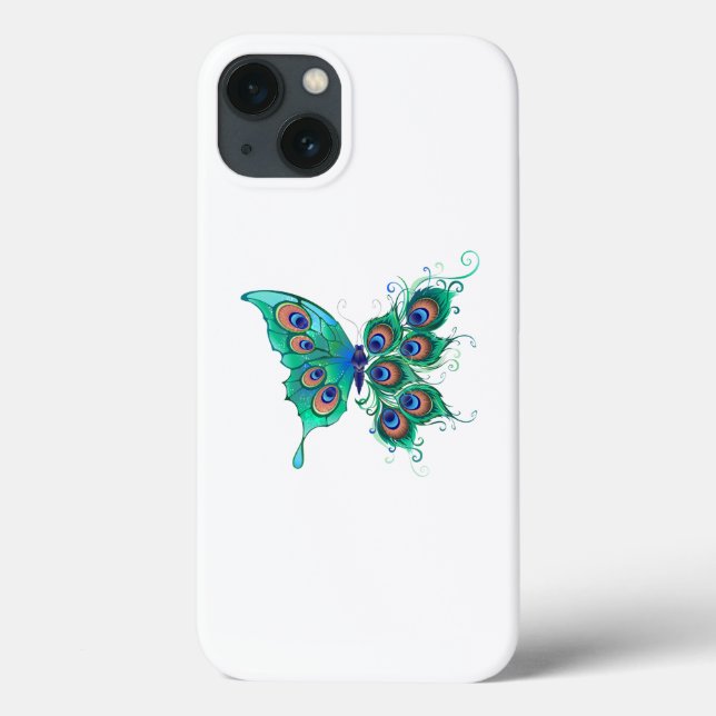 Borboleta com Penas de Pavão Verde (Verso)