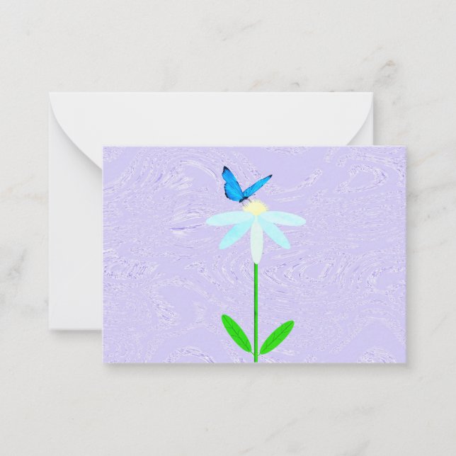 Borboleta Daisy Com Cartões De Nota De Fundo Viole (Frente)