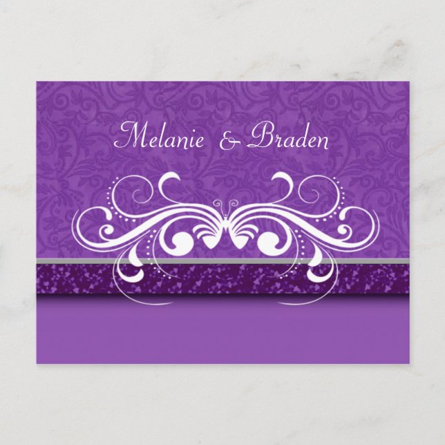 Borboleta Damask Salvar a Data Convite (Frente)